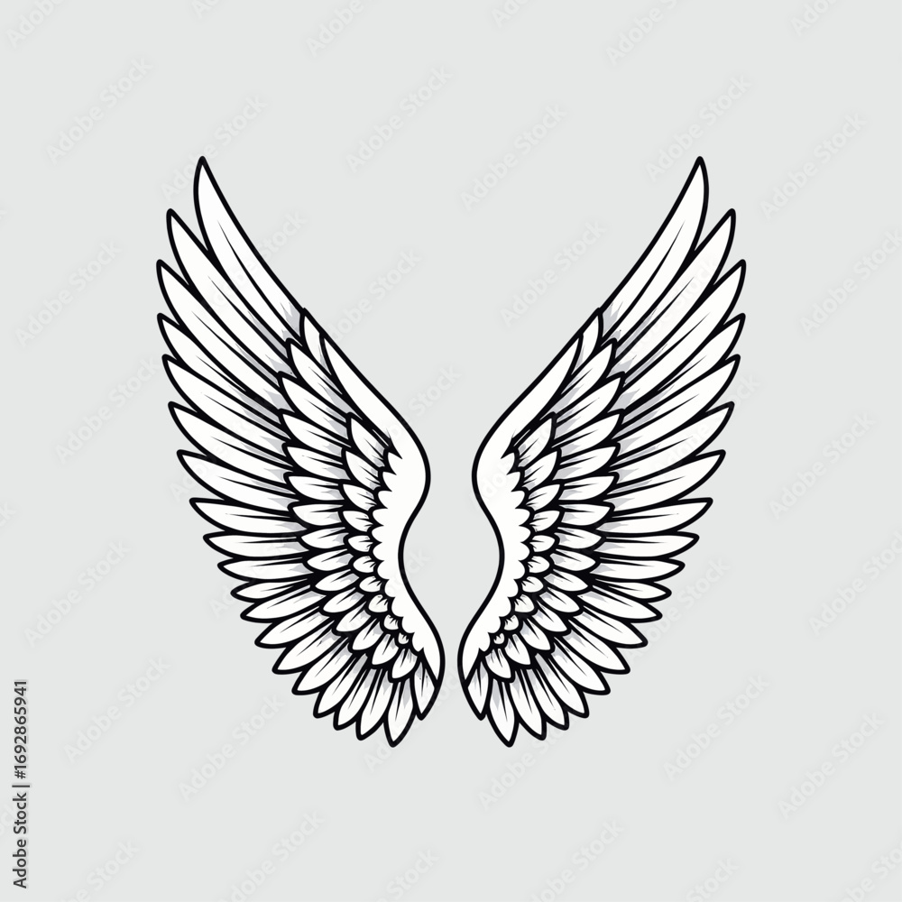 Obraz premium Angelic Wings Spread in Serenity, Black and White Art
