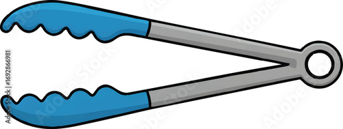 A simple 2D illustration of a kitchen tongs in a minimalist style on a transparent background