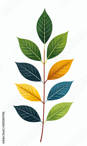 Colorful Leaf Branch in Autumnal Shades