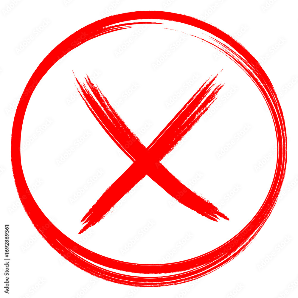 Obraz premium Red cross mark inside a circle isolated on transparent background