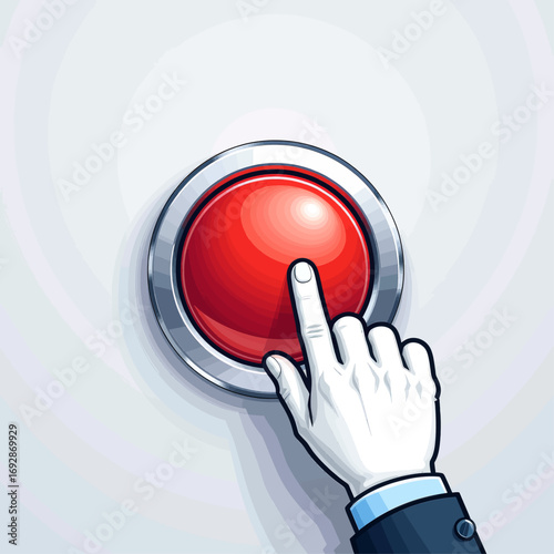 Hand Pressing Red Button