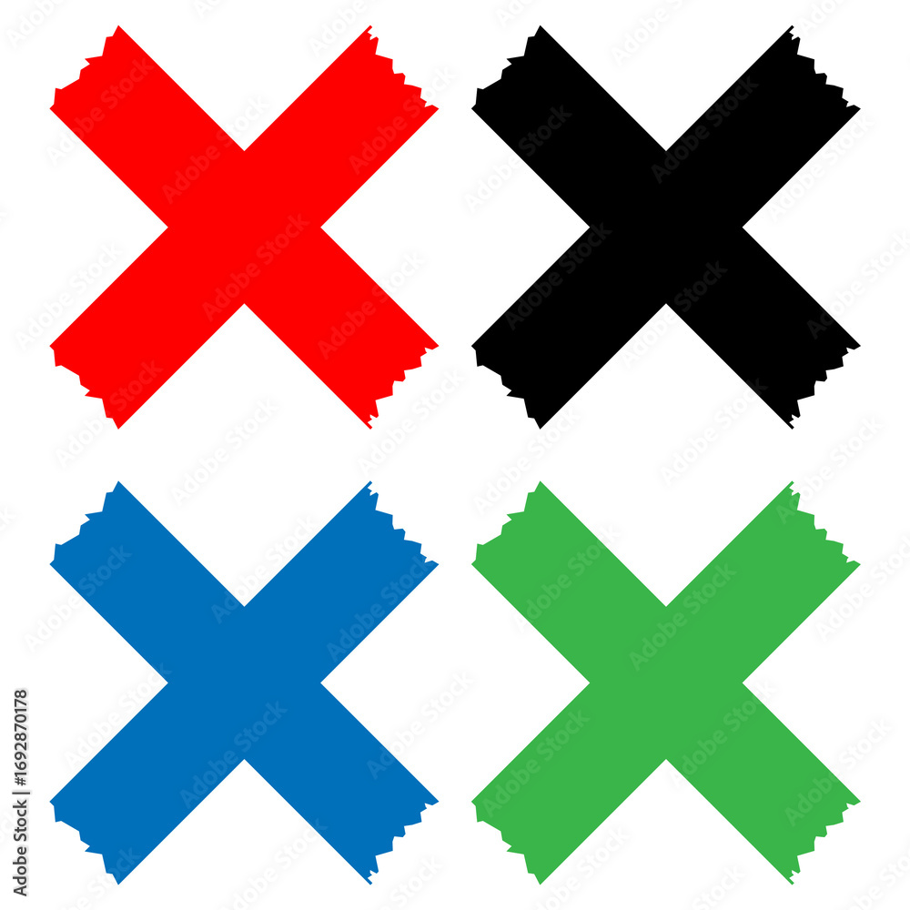 Obraz premium Four colored cross marks isolated on transparent background