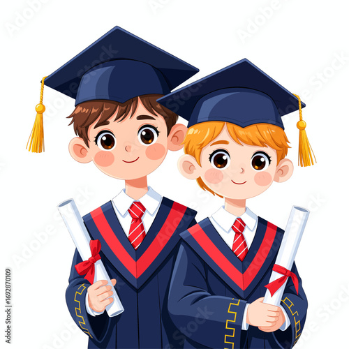Happy Graduates in Academic Caps and Gowns