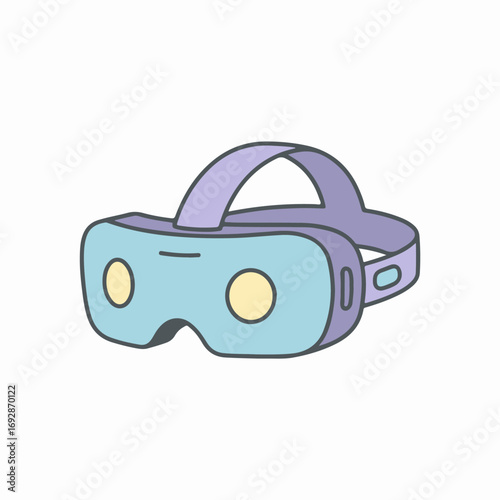 Vector flat VR headset symbol, pastel tones, isolated futuristic 2D digital design element