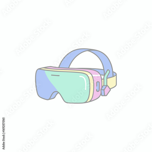 Vector flat VR headset symbol, pastel tones, isolated futuristic 2D digital design element