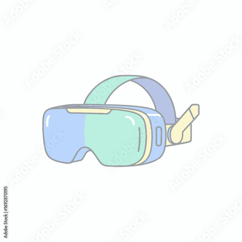 Vector flat VR headset symbol, pastel tones, isolated futuristic 2D digital design element