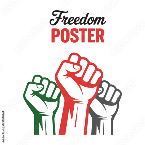Powerful symbol of freedom and resistance with raised fists in red green and black