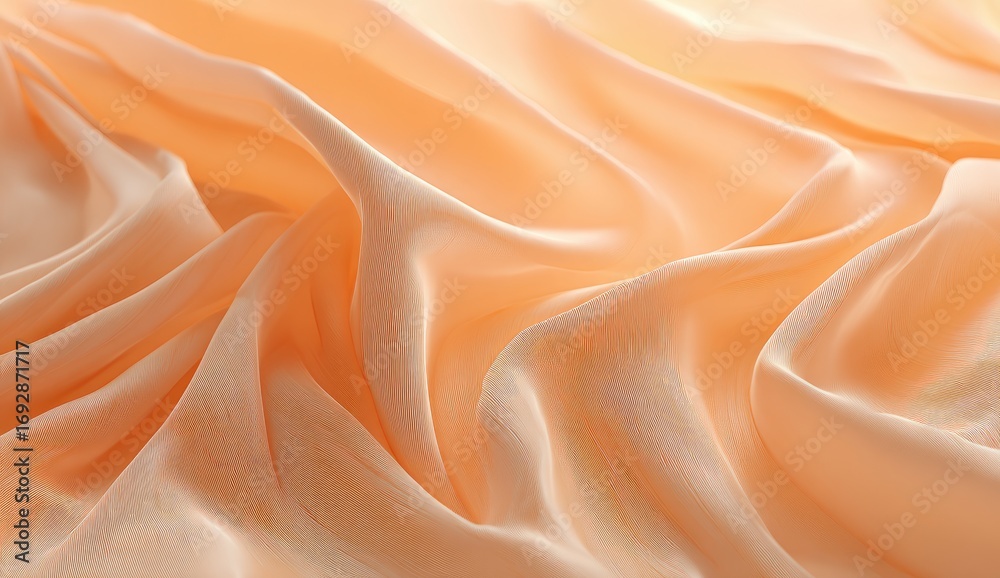 Fototapeta premium Soft, peach-toned fabric draped in flowing folds
