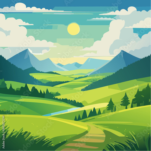 landscape with mountains