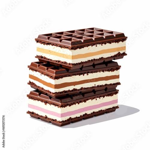 Stacked Chocolate Layered Desserts with Creamy Fillings