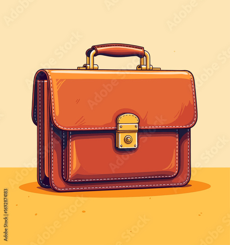 Vintage Leather Briefcase on Warm Background