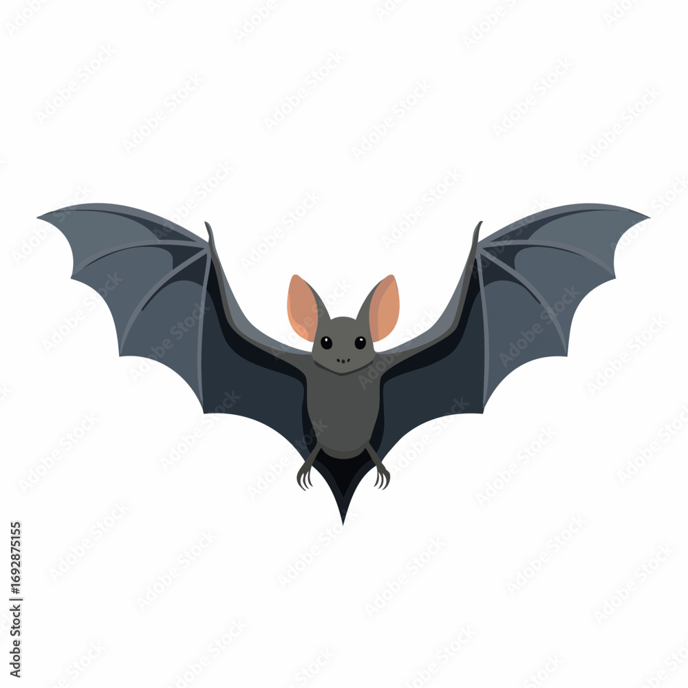 Obraz premium Bat in mid-flight with wide wings in gothic vector style, conveying fear and halloween atmosphere.