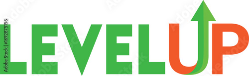 Level Up Concept with Green and Orange Arrow for Business Growth and Personal Development