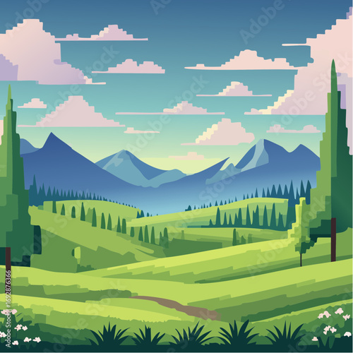 landscape with mountains