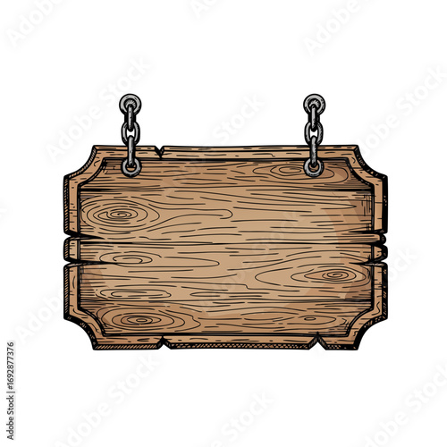 Wooden signboard with chains in a vintage style  