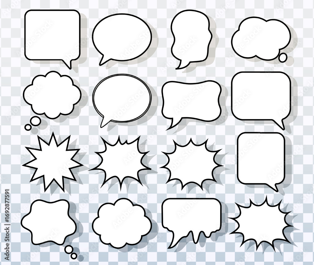 Fototapeta premium Hand Drawn Minimalist Speech Bubbles Vector For Comics And Design