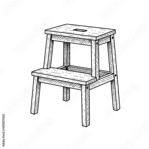 Two-tier wooden step stool in minimalist style  