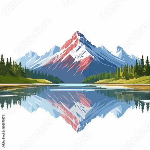 mountain lake and mountains