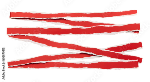 SET OF Red ripped paper torn edges strips