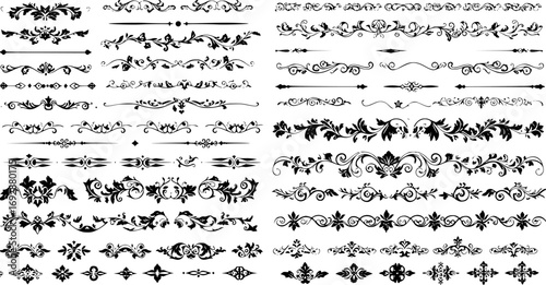 Vintage Ornamental Border and Frame Collection – Decorative Floral & Geometric Elements. Elegant corner embellishment design element
