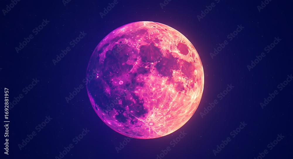 Naklejka premium Pink moon in space