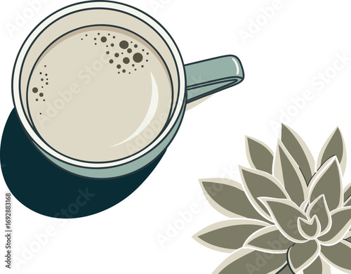 Cup of coffee and tea with coffee pot vector illustration