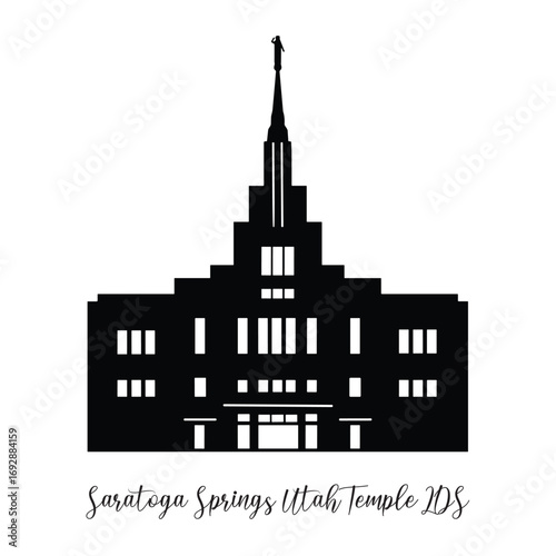 Saratoga Springs Utah Temple LDS, Religious Vector illustration, Church silhouette cricut