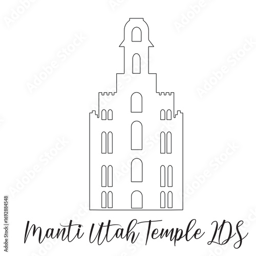 Manti Utah Temple LDS, Religious drawing, Church Clipart