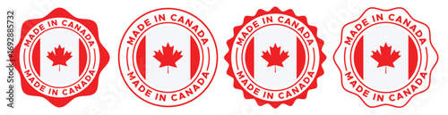 Made in Canada Label Vector Design | Canadian Flag Seal Badge Icon