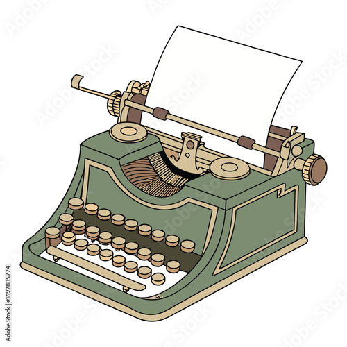 Print  A vintage typewriter with a blank sheet of paper