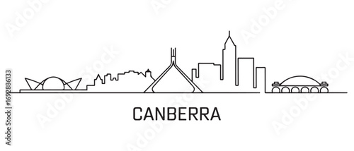 Canberra Line Art skyline horizontal banner. Canberra, Australia. Vector template for your design. with white background