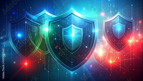 Abstract shield design, digital security concept