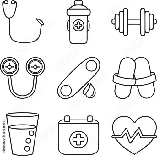 Isolated diabetes awareness icons, diabetes awareness thin line vector, diabetes awareness medical symbols, diabetes awareness health design, editable diabetes awareness healthcare icon set collection