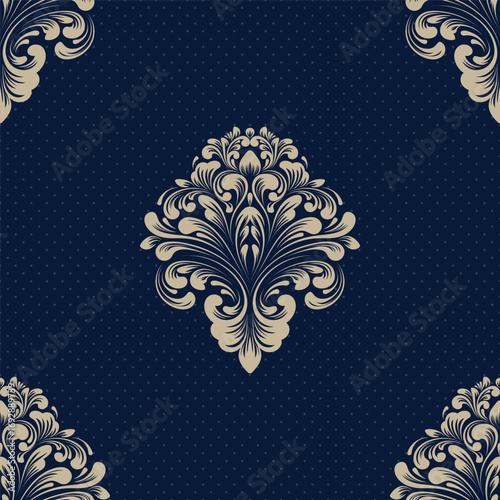 Damask modern seamless pattern element. Vintage classical old fashioned damask ornament, seamless texture for wallpapers, textile.