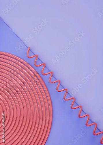 Abstract Pink Spiral Coil Wavy Line Purple Background Modern Geometric Design