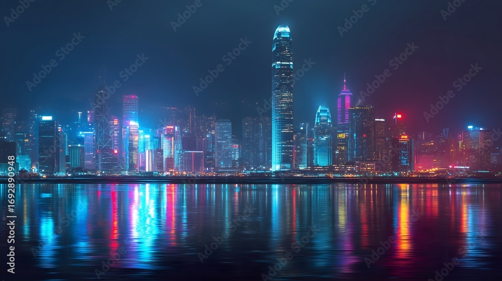 Fototapeta premium Hong Kong Neon Skyline at Night