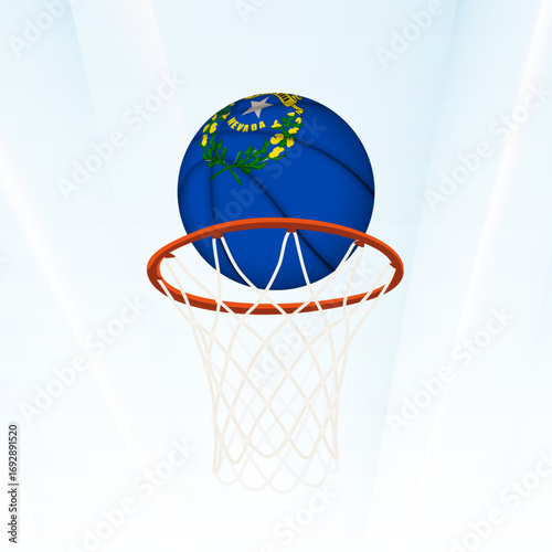 Nevada Flag Basketball Scoring Through Hoop.