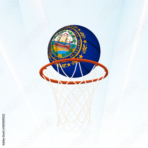 New Hampshire Flag Basketball Scoring Through Hoop.