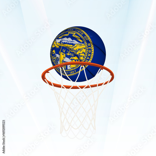 Nebraska Flag Basketball Scoring Through Hoop.