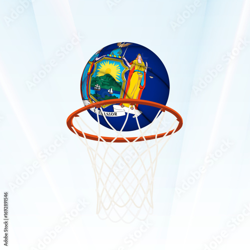 New York Flag Basketball Scoring Through Hoop.