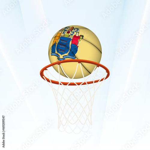 New Jersey Flag Basketball Scoring Through Hoop.