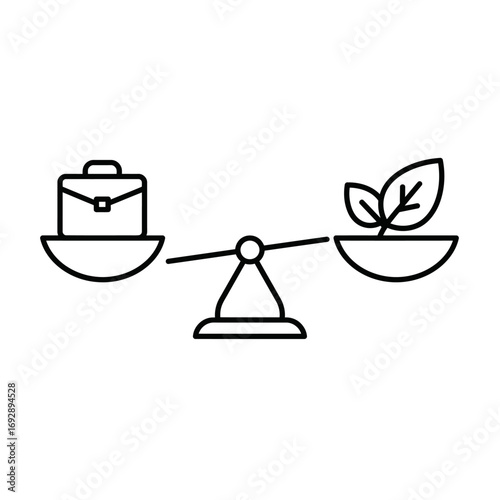 Optimal Balance Line Art Icon: Representing Strategic Stability and Fair Business Practices
