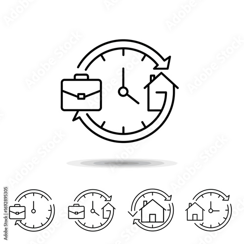 Future-Focused Time Progress & Strategic Planning Icon - Bold Line Art for Business Innovation