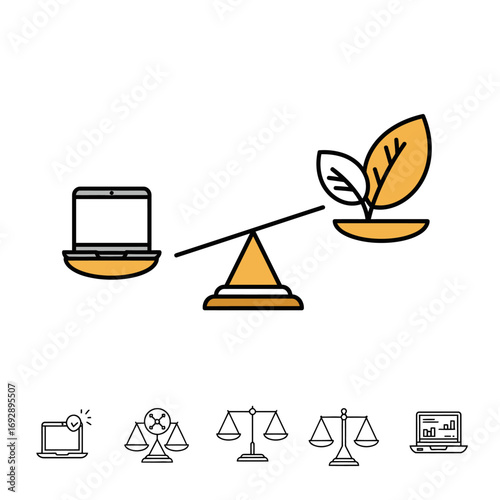 Achieving Equitable Outcomes: Modern Line Art Icon for Justice, Fairness, and Balanced Decision-Making
