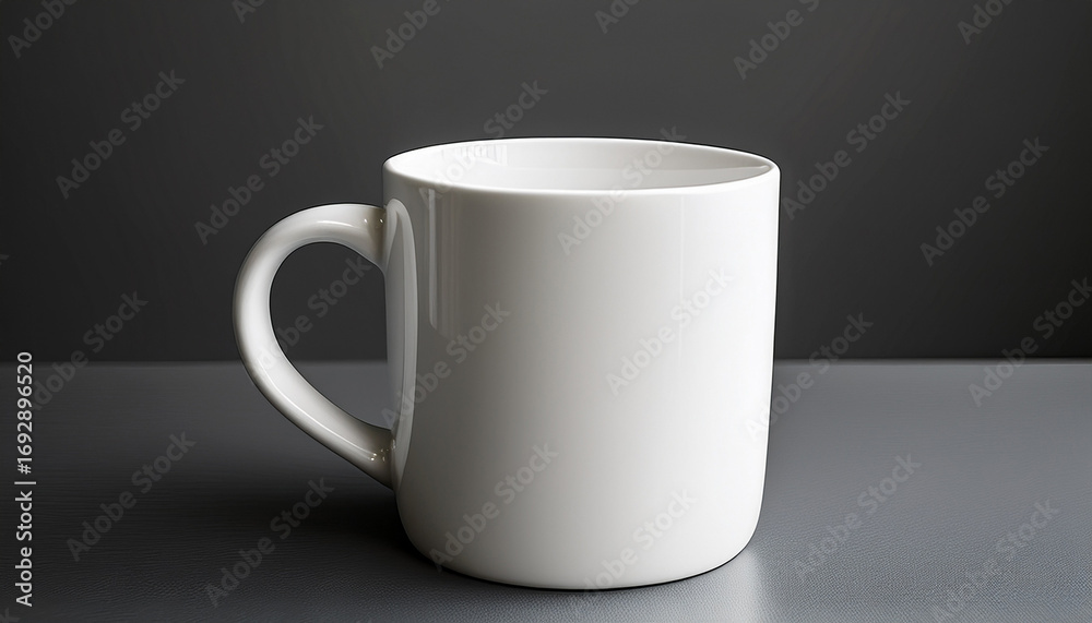 Obraz premium Simple White Mug A Minimalist Ceramic Mug Presented In A Simple Uncluttered Style The Perfect Vessel For Your Favorite Beverage