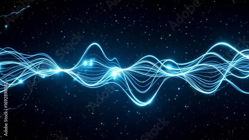 Magnetic Flux Field - Animated Blue Energy Waves in 3D Space