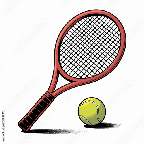 Classic tennis racket and yellow ball ready for a match sports equipment