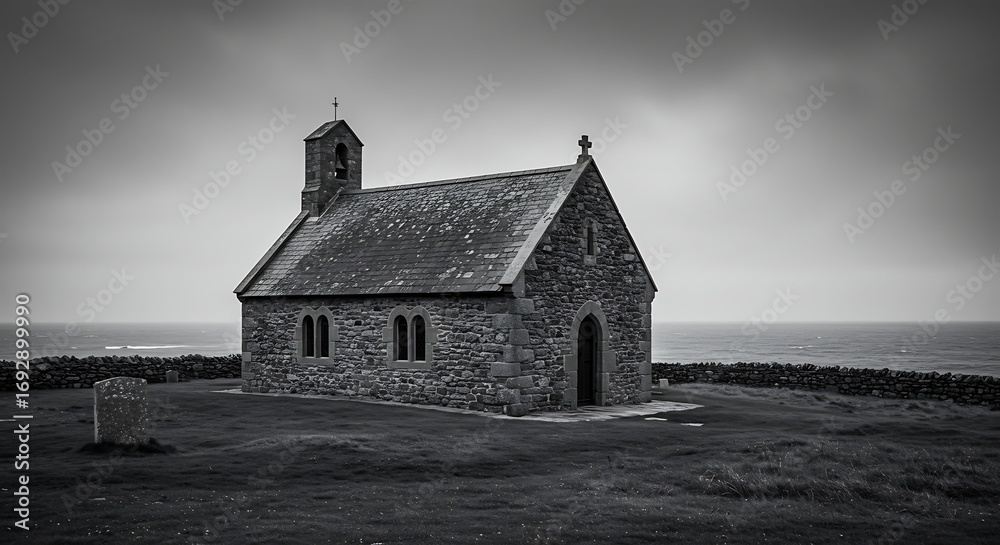 Fototapeta premium Stone church coastal landscape