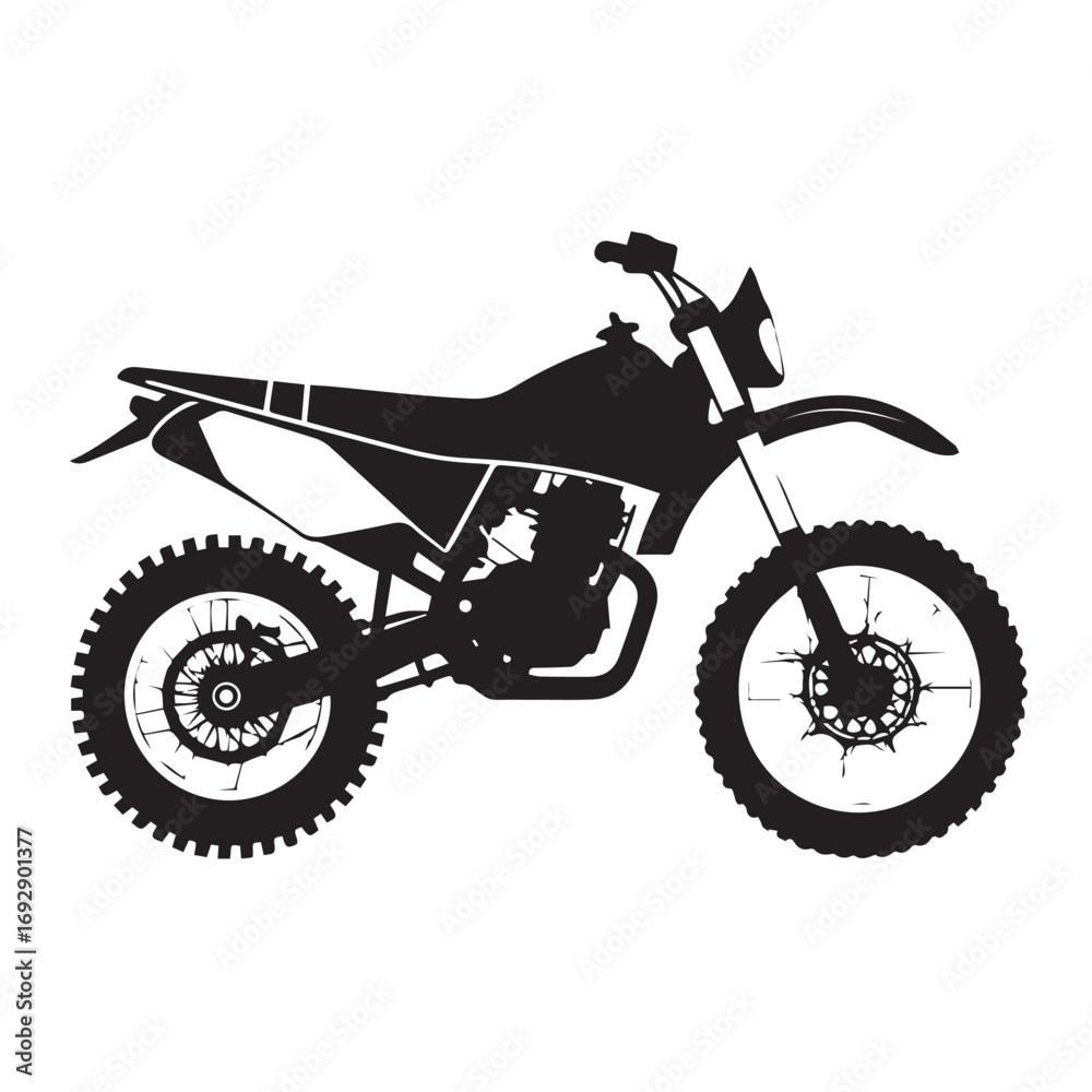 Obraz premium Silhouette of a dirt bike motorcycle isolated on white background