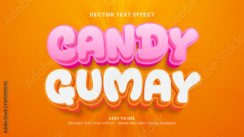 editable text effect gumay candy 3d style premium vector
